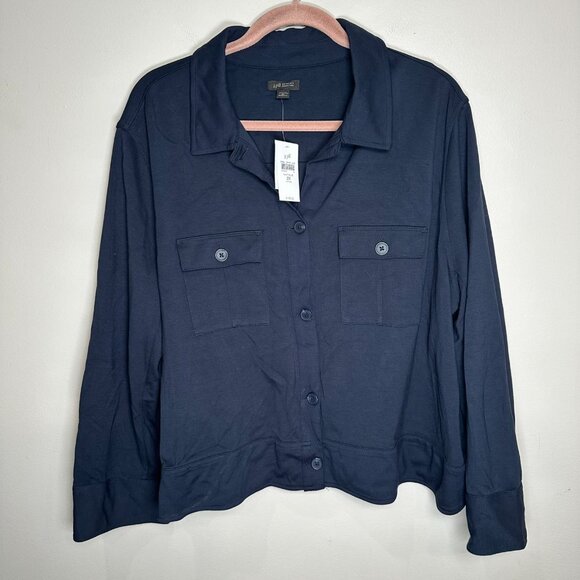 J. Jill Weaver Collection Double Face Jersey Knit Flap Pocket Jacket Size 2X - Picture 1 of 10